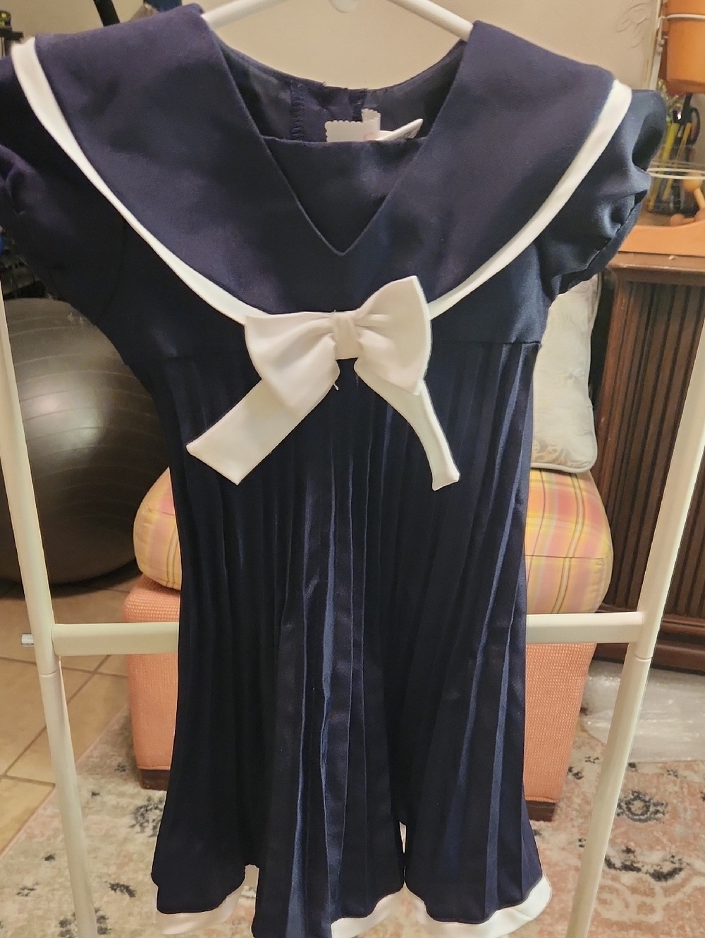 Youngland Navy Dress with White Bow Sailor Collar